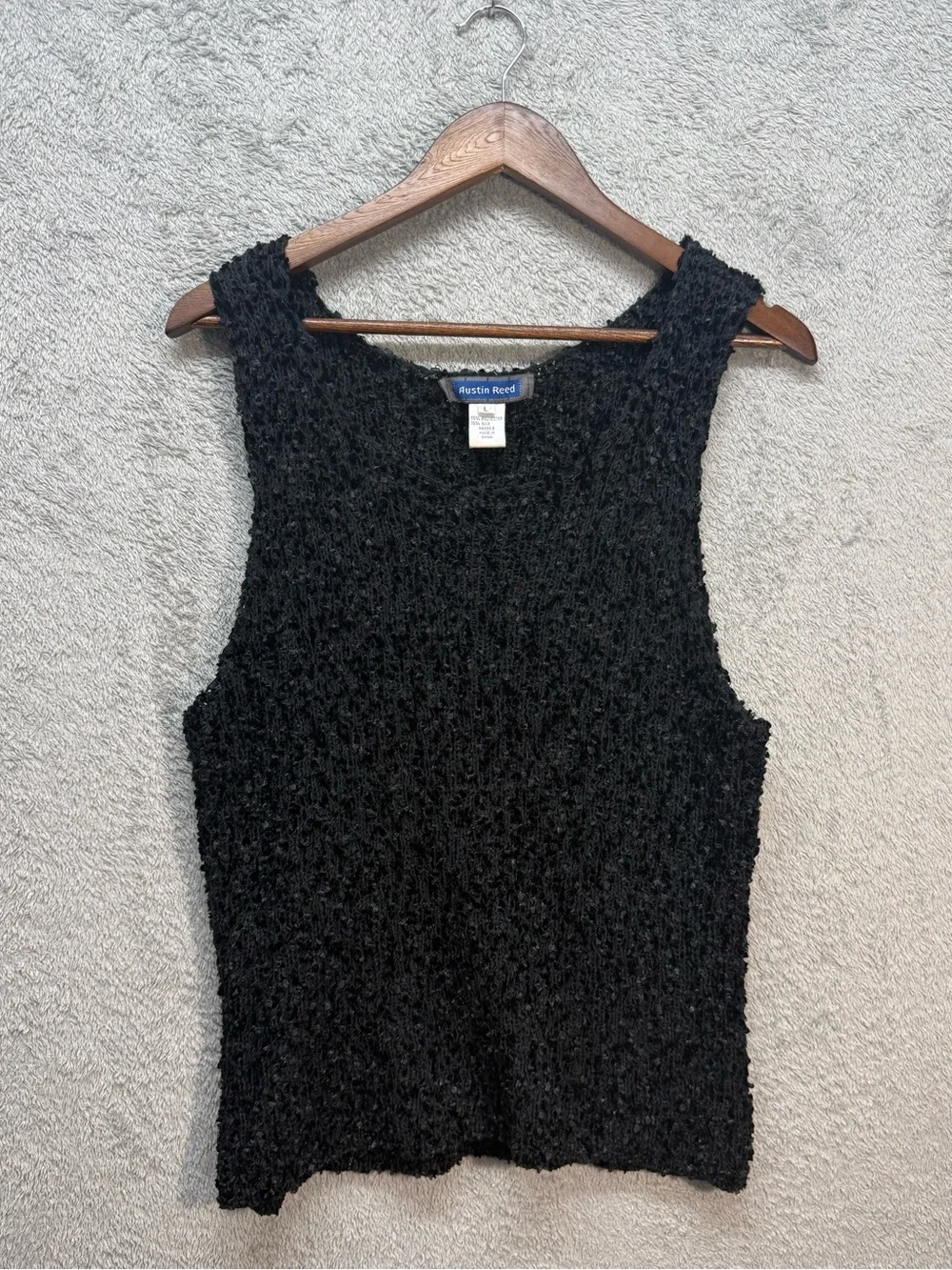 Austin Reed Black Popcorn Knit Silk Blend Sleeveless Top Tank Sweater